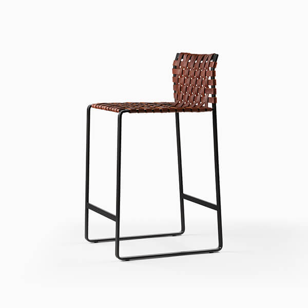 Low Woven Back Counter Stool - QUICK SHIP